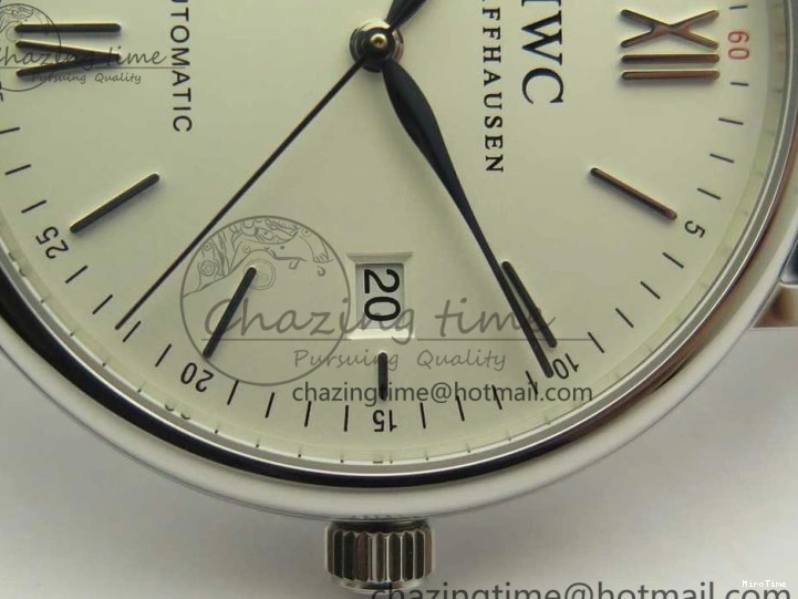 MIROTIME 0306 Supportive Portofino Automatic SS AF 1:1 Best Edition White Dial on Black Croco Leather Strap A 7184